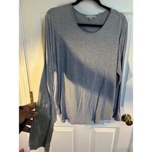 Joan Vass Studio Woman Gray Long Sleeve T-Shirt Top, Sz 2X